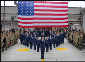 photo of US Space Force Cadets in front of the American Flag